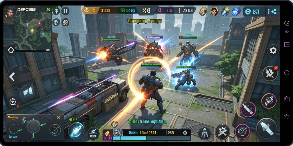 Tampilan gameplay DEPO555 yang menampilkan pertarungan strategis dan pembangunan kerajaan.