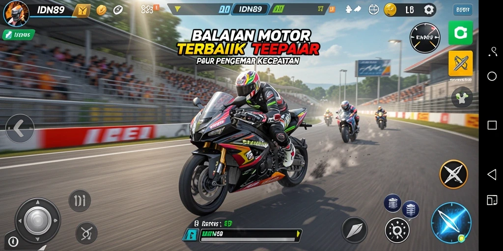 Screenshot gameplay IDN89 yang intens dalam balapan motor.