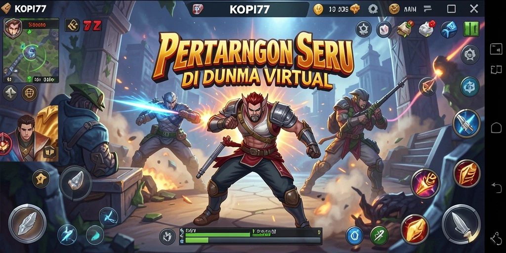 Gameplay KOPI77 menunjukkan pertarungan seru dan karakter yang beragam.
